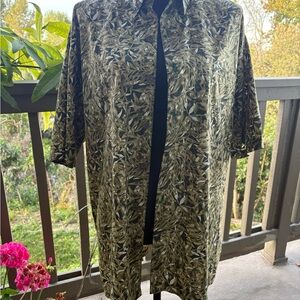 Men’s Hilo Hattie Green Leaf Hawaiian Shirt Size Large 100% Cotton